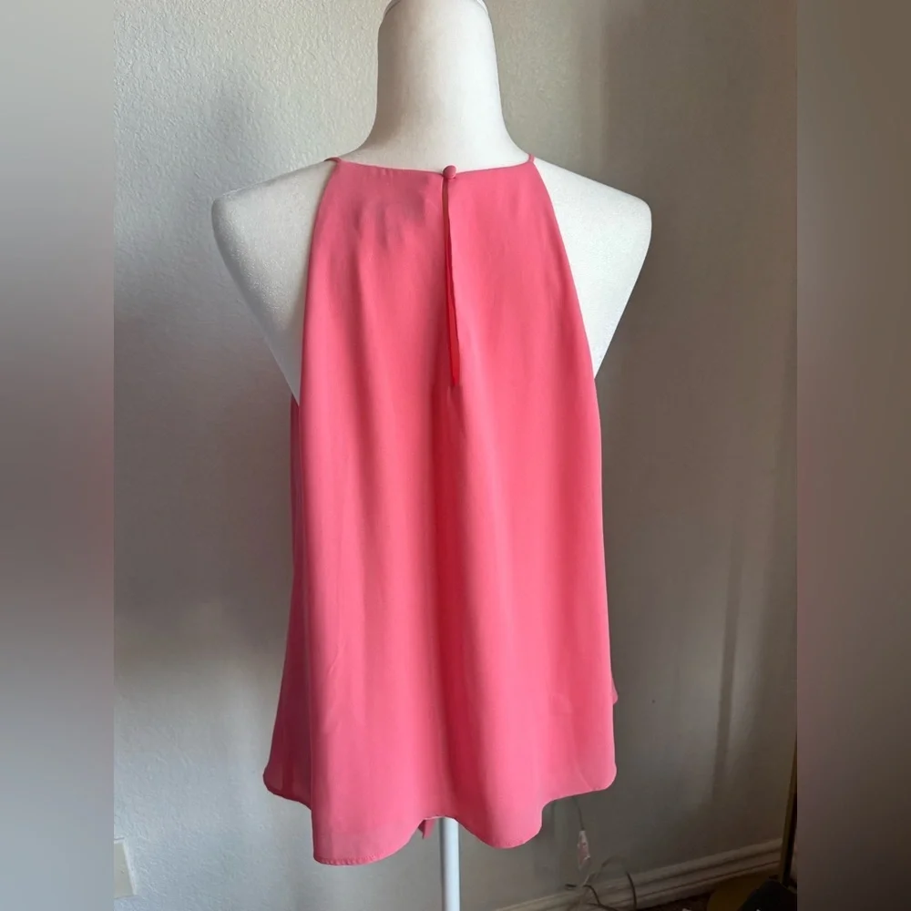 Express Coral Pink Keyhole Tie Front Tank Top - Picture 2 of 6